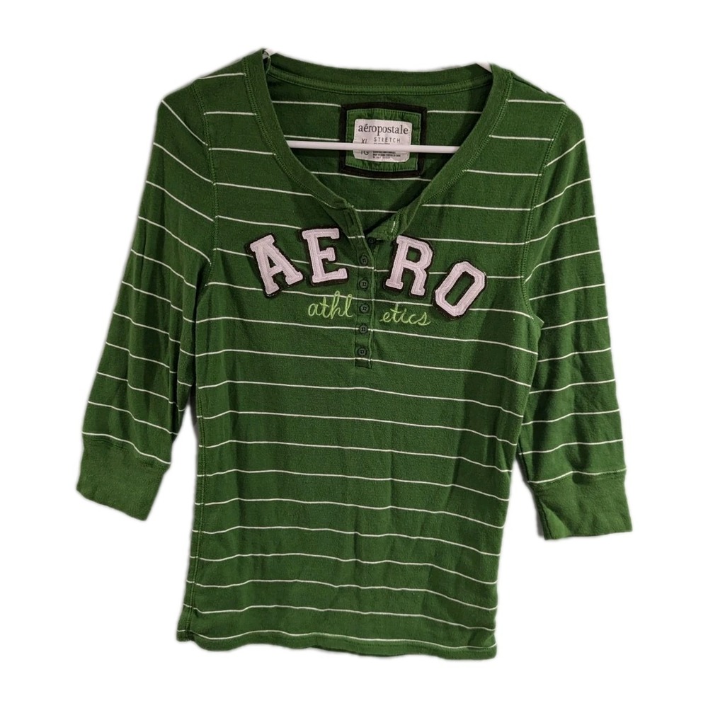 Y2K Aeropostale Henley Shirt Grunge Preppy Bella Swan Stretch Jrs Womens XL